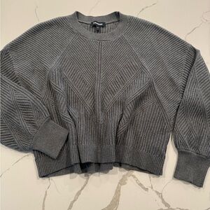 Express Gray Chevron Knit Crewneck Sweater